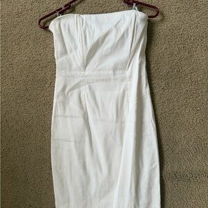 Bebe White Linen Strapless Dress